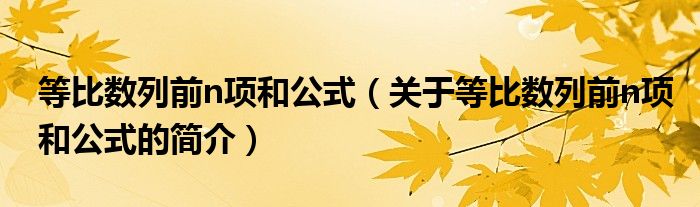 等比數(shù)列前n項(xiàng)和公式（關(guān)于等比數(shù)列前n項(xiàng)和公式的簡介）