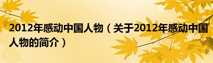 2012年感動(dòng)中國(guó)人物（關(guān)于2012年感動(dòng)中國(guó)人物的簡(jiǎn)介）
