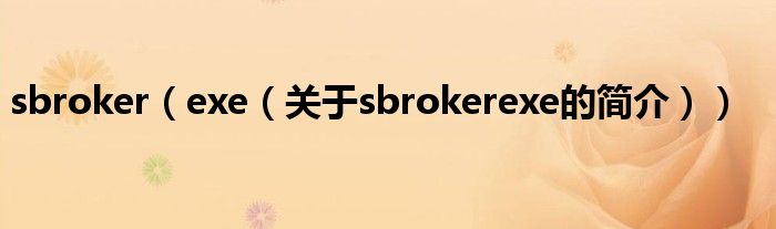 sbroker（exe（關于sbrokerexe的簡介））