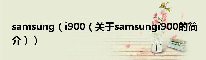 samsung（i900（關(guān)于samsungi900的簡介））