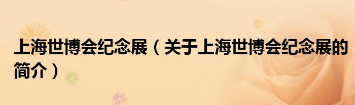 上海世博會(huì)紀(jì)念展（關(guān)于上海世博會(huì)紀(jì)念展的簡(jiǎn)介）