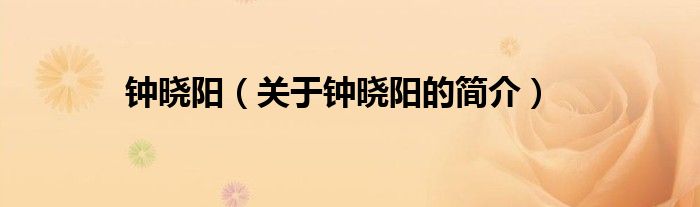 鐘曉陽(yáng)（關(guān)于鐘曉陽(yáng)的簡(jiǎn)介）