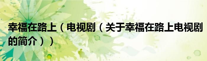 幸福在路上（電視?。P(guān)于幸福在路上電視劇的簡介））