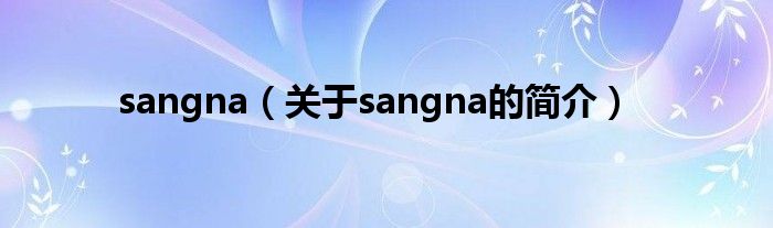 sangna（關(guān)于sangna的簡(jiǎn)介）