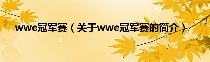 wwe冠軍賽（關(guān)于wwe冠軍賽的簡(jiǎn)介）