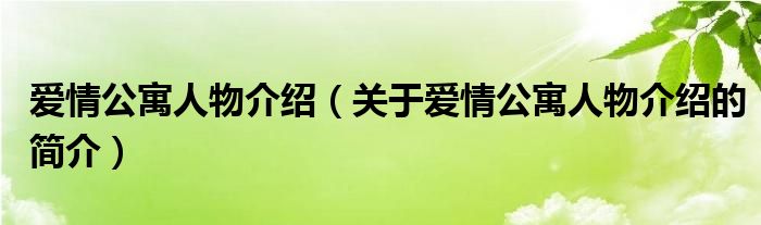 愛情公寓人物介紹（關于愛情公寓人物介紹的簡介）
