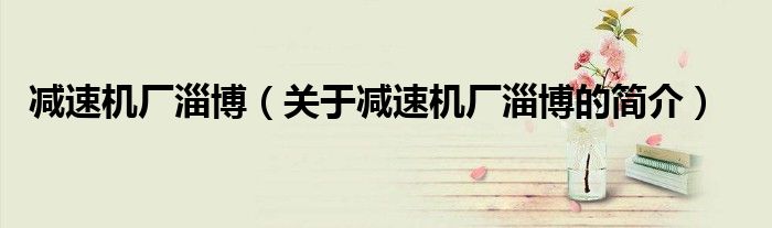 減速機(jī)廠淄博（關(guān)于減速機(jī)廠淄博的簡介）