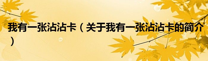我有一張沾沾卡（關(guān)于我有一張沾沾卡的簡介）