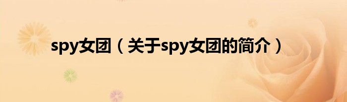 spy女團(tuán)（關(guān)于spy女團(tuán)的簡介）
