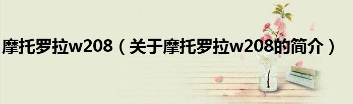 摩托羅拉w208（關于摩托羅拉w208的簡介）