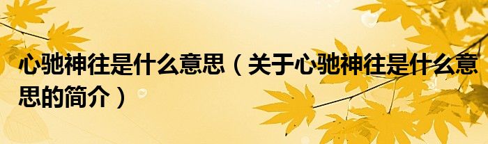 心馳神往是什么意思（關(guān)于心馳神往是什么意思的簡(jiǎn)介）