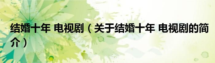 結(jié)婚十年 電視劇（關(guān)于結(jié)婚十年 電視劇的簡介）