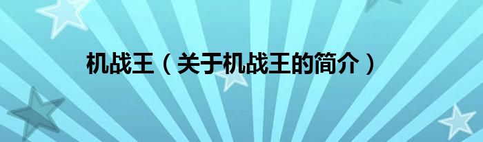 機(jī)戰(zhàn)王（關(guān)于機(jī)戰(zhàn)王的簡(jiǎn)介）