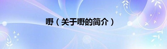 嘢（關(guān)于嘢的簡介）