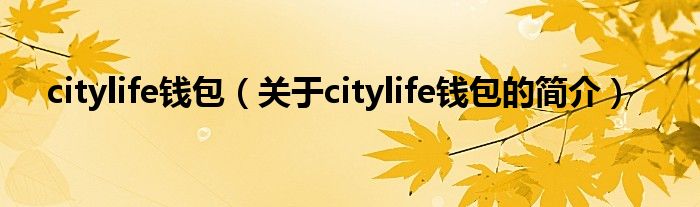 citylife錢包（關(guān)于citylife錢包的簡介）