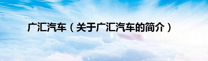廣匯汽車(chē)（關(guān)于廣匯汽車(chē)的簡(jiǎn)介）