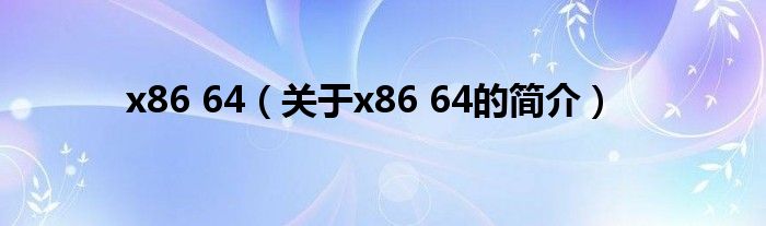 x86 64（關于x86 64的簡介）