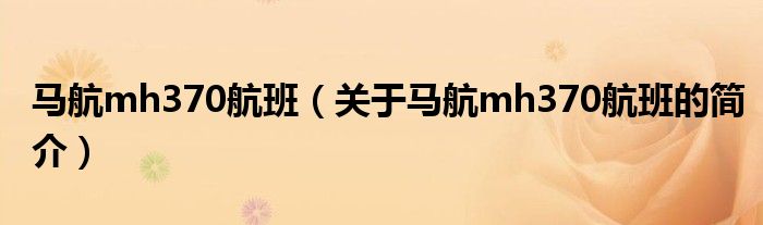 馬航mh370航班（關(guān)于馬航mh370航班的簡(jiǎn)介）