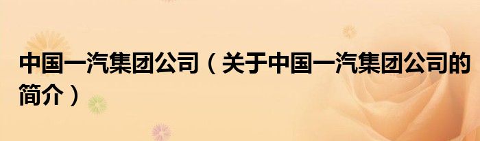 中國(guó)一汽集團(tuán)公司（關(guān)于中國(guó)一汽集團(tuán)公司的簡(jiǎn)介）