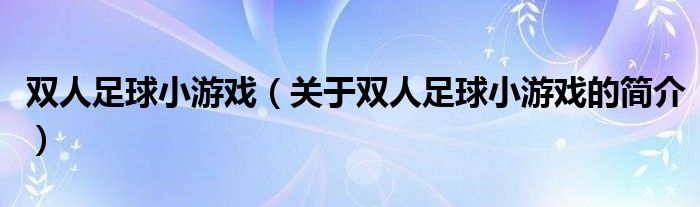雙人足球小游戲（關(guān)于雙人足球小游戲的簡(jiǎn)介）