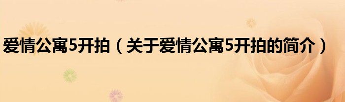 愛(ài)情公寓5開拍（關(guān)于愛(ài)情公寓5開拍的簡(jiǎn)介）