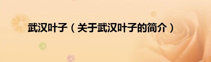武漢葉子（關于武漢葉子的簡介）