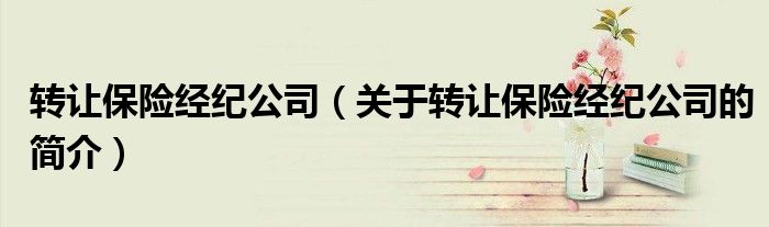 轉(zhuǎn)讓保險(xiǎn)經(jīng)紀(jì)公司（關(guān)于轉(zhuǎn)讓保險(xiǎn)經(jīng)紀(jì)公司的簡介）