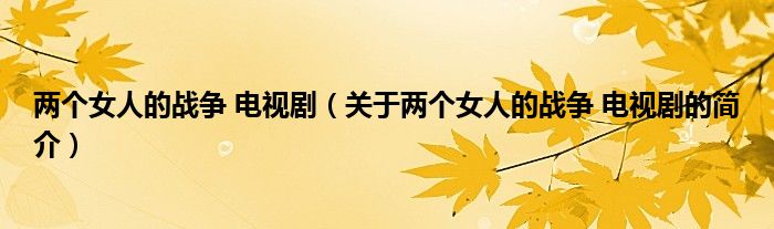 兩個(gè)女人的戰(zhàn)爭(zhēng) 電視劇（關(guān)于兩個(gè)女人的戰(zhàn)爭(zhēng) 電視劇的簡(jiǎn)介）