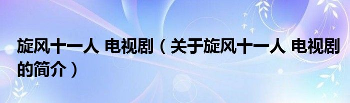 旋風(fēng)十一人 電視?。P(guān)于旋風(fēng)十一人 電視劇的簡介）