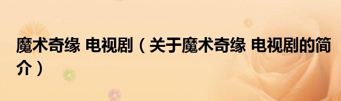 魔術(shù)奇緣 電視?。P(guān)于魔術(shù)奇緣 電視劇的簡(jiǎn)介）