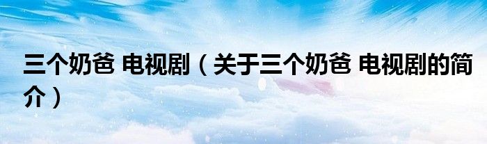 三個奶爸 電視?。P于三個奶爸 電視劇的簡介）