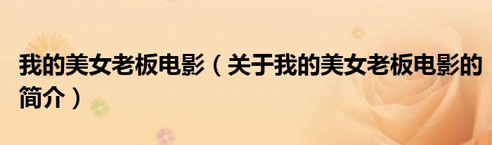 我的美女老板電影（關(guān)于我的美女老板電影的簡介）