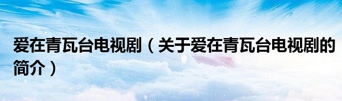 愛在青瓦臺(tái)電視?。P(guān)于愛在青瓦臺(tái)電視劇的簡介）