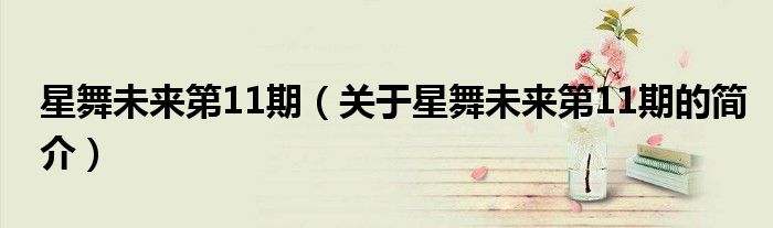 星舞未來(lái)第11期（關(guān)于星舞未來(lái)第11期的簡(jiǎn)介）