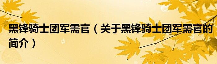 黑鋒騎士團(tuán)軍需官（關(guān)于黑鋒騎士團(tuán)軍需官的簡介）