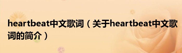 heartbeat中文歌詞（關于heartbeat中文歌詞的簡介）