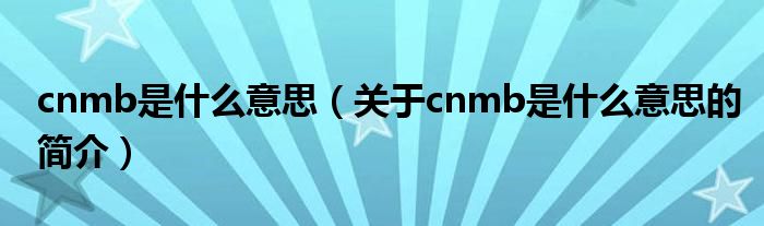 cnmb是什么意思（關于cnmb是什么意思的簡介）