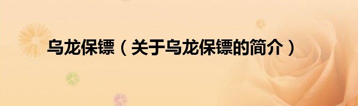 烏龍保鏢（關于烏龍保鏢的簡介）