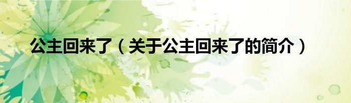 公主回來了（關(guān)于公主回來了的簡(jiǎn)介）