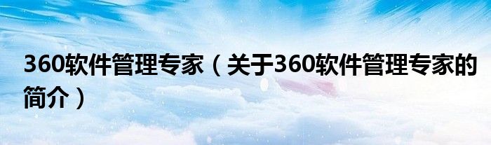 360軟件管理專家（關(guān)于360軟件管理專家的簡(jiǎn)介）