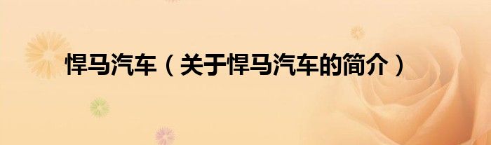 悍馬汽車（關于悍馬汽車的簡介）