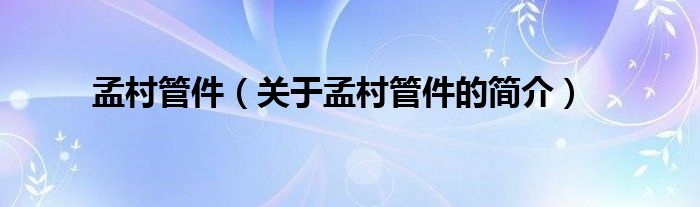 孟村管件（關于孟村管件的簡介）