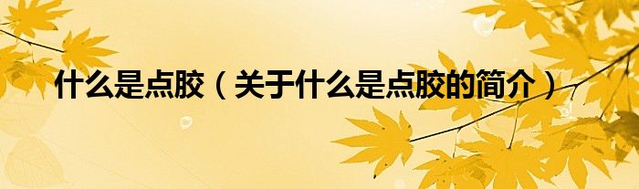 什么是點(diǎn)膠（關(guān)于什么是點(diǎn)膠的簡(jiǎn)介）