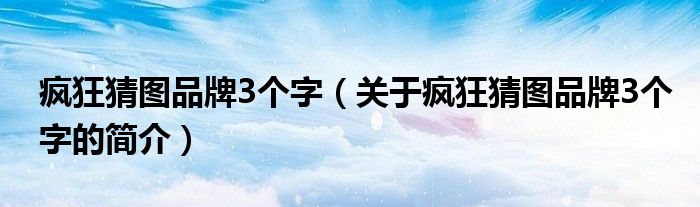 瘋狂猜圖品牌3個字（關于瘋狂猜圖品牌3個字的簡介）
