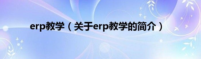 erp教學（關(guān)于erp教學的簡介）