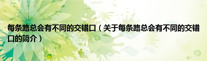 每條路總會(huì)有不同的交錯(cuò)口（關(guān)于每條路總會(huì)有不同的交錯(cuò)口的簡(jiǎn)介）