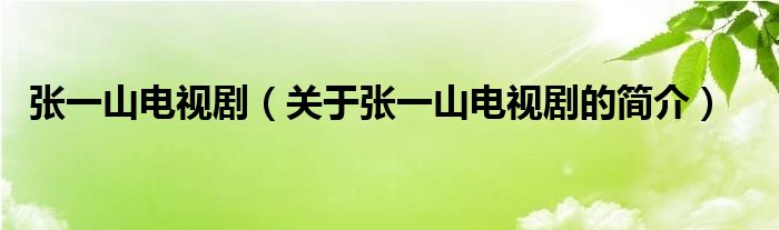 張一山電視劇（關(guān)于張一山電視劇的簡(jiǎn)介）