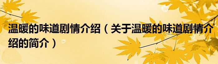 溫暖的味道劇情介紹（關于溫暖的味道劇情介紹的簡介）