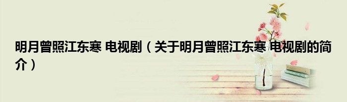 明月曾照江東寒 電視?。P(guān)于明月曾照江東寒 電視劇的簡介）