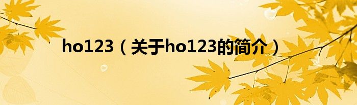 ho123（關于ho123的簡介）
